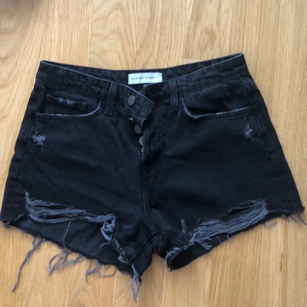 Flying Monkey Distressed Black Jean shorts